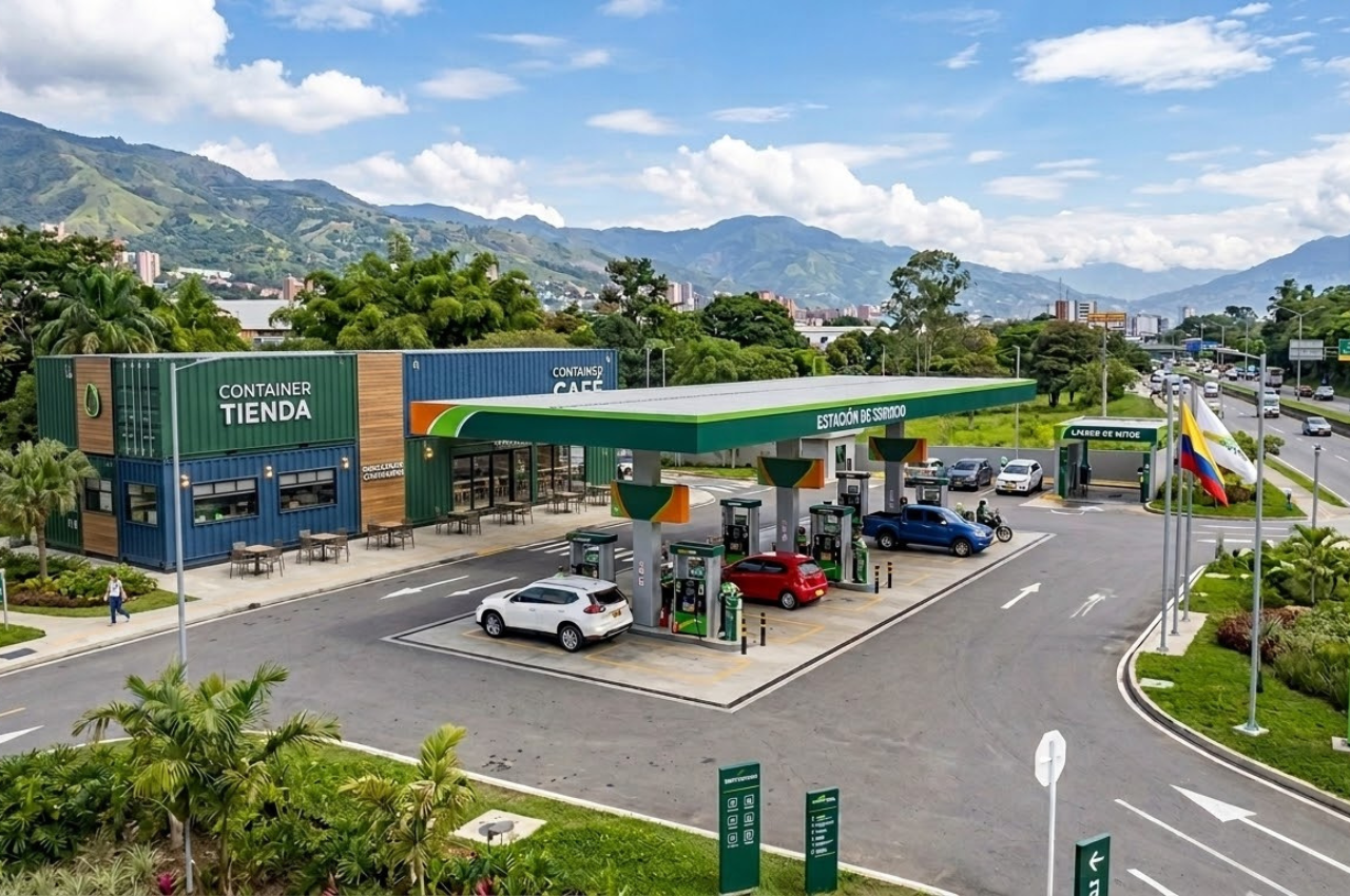 Estación de servicio optimizada con múltiples containers